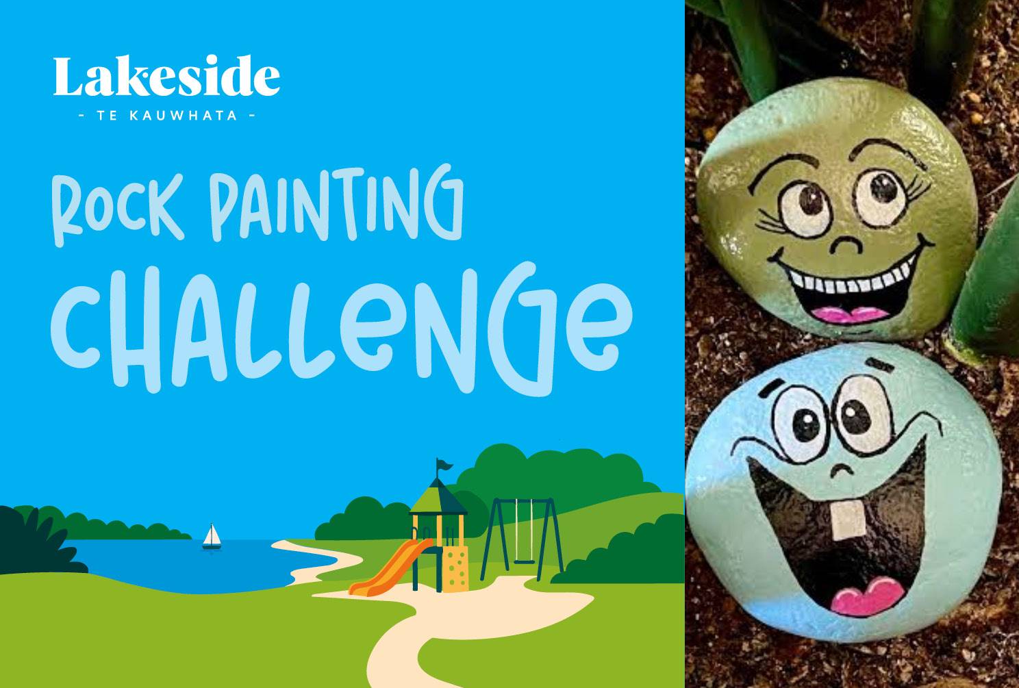 Lakeside rock painting blog tile